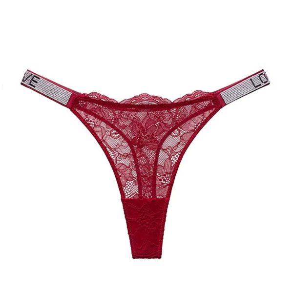 GLOW LACE CRYSTAL STRAP G-STRING — 4 Pack