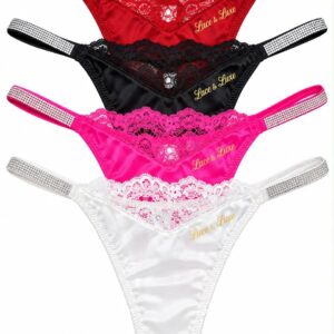 MIDNIGHT GLITZ LOW RISE LACE TRIM G-STRING — 4 Pack