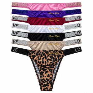 GLOW LACE CRYSTAL STRAP THONG — 7 Pack