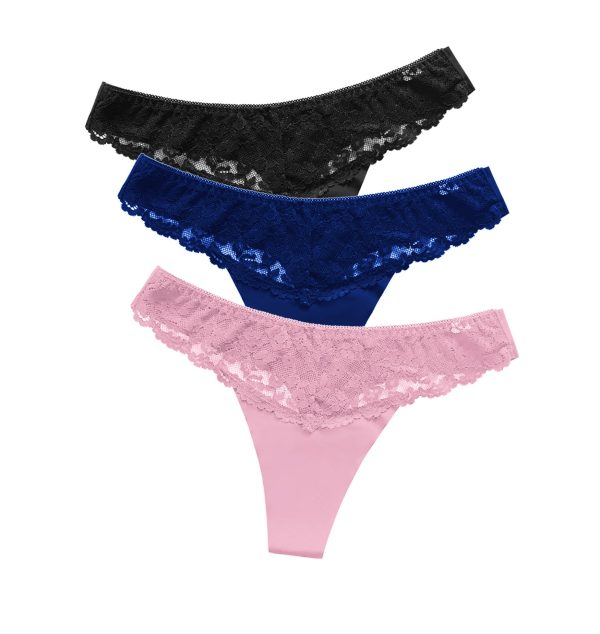 FLIRTY LACE THONG — 3 Pack
