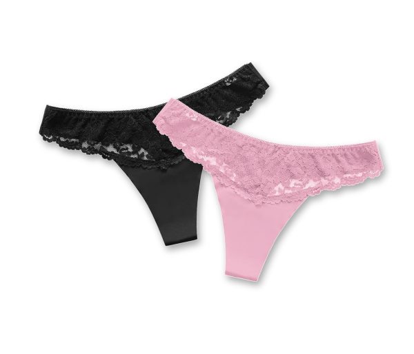 FLIRTY LACE THONG — 2 Pack