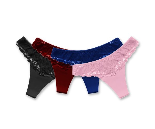 FLIRTY LACE THONG — 4 Pack